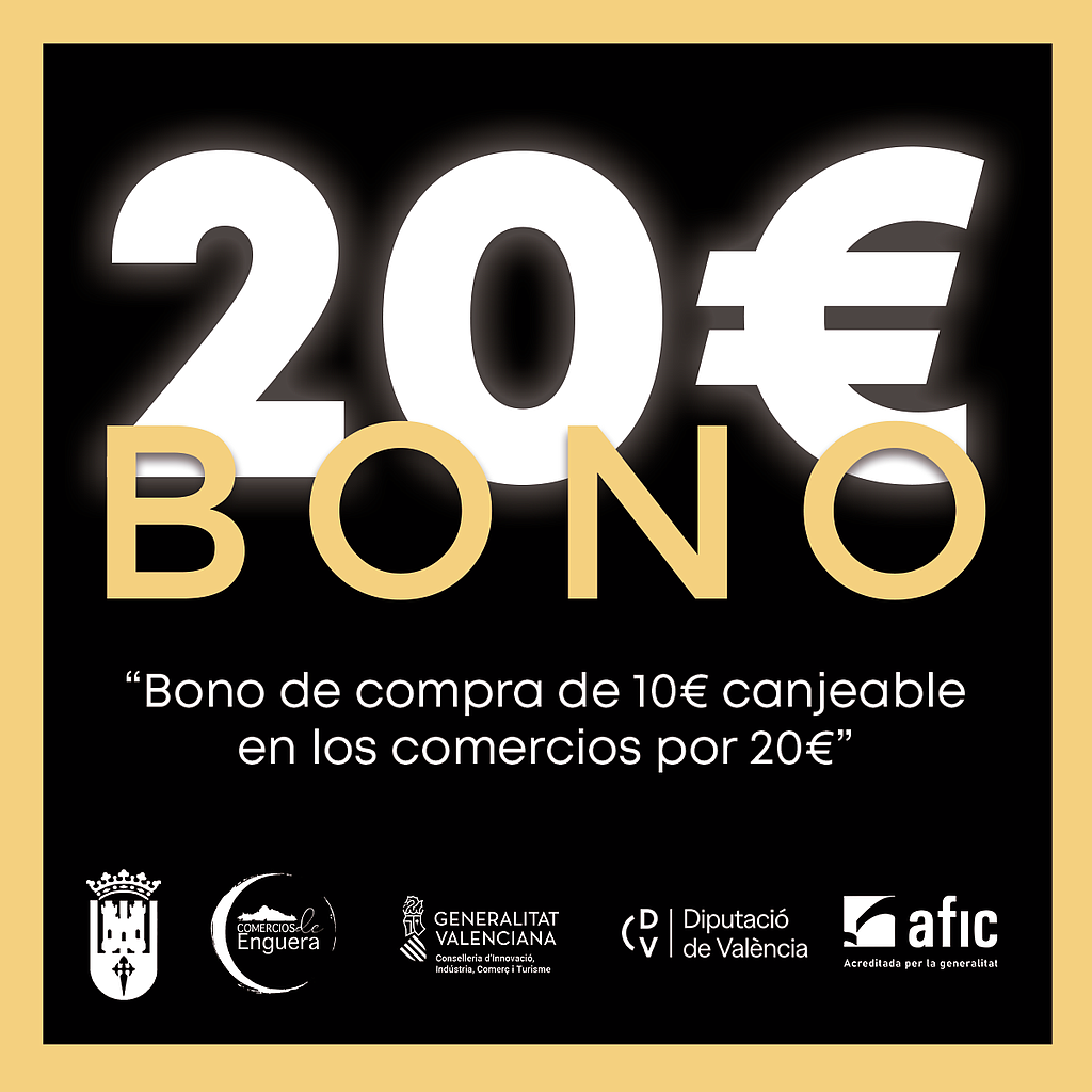 Bono de compra de 10€ canjeable en los comercios por 20€